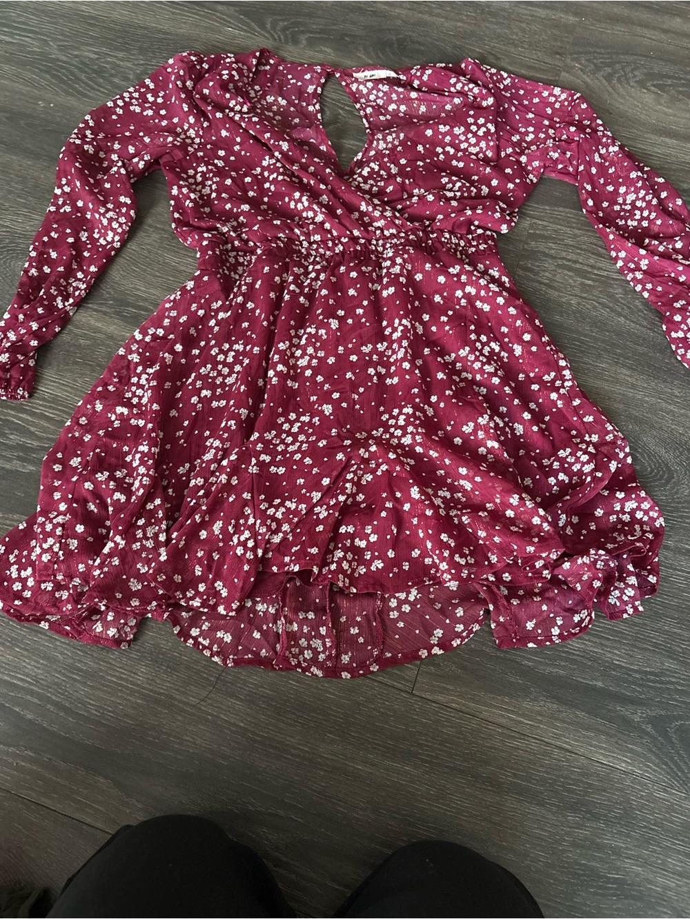 Mossimo Supply Co. Girls' Wine Floral Long-Sleeve Dress
